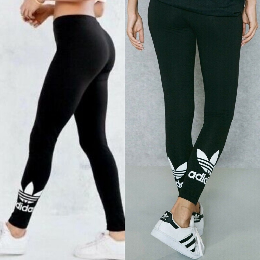 ADIDAS Black Leggings With Logo at Ankles
